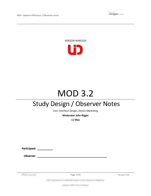 MOD usability protocol cover