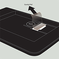 Illustration Tape SIM card. press tab, pull tape.