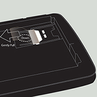 Illustration Tab down, gently pull tape until SIM card is free.